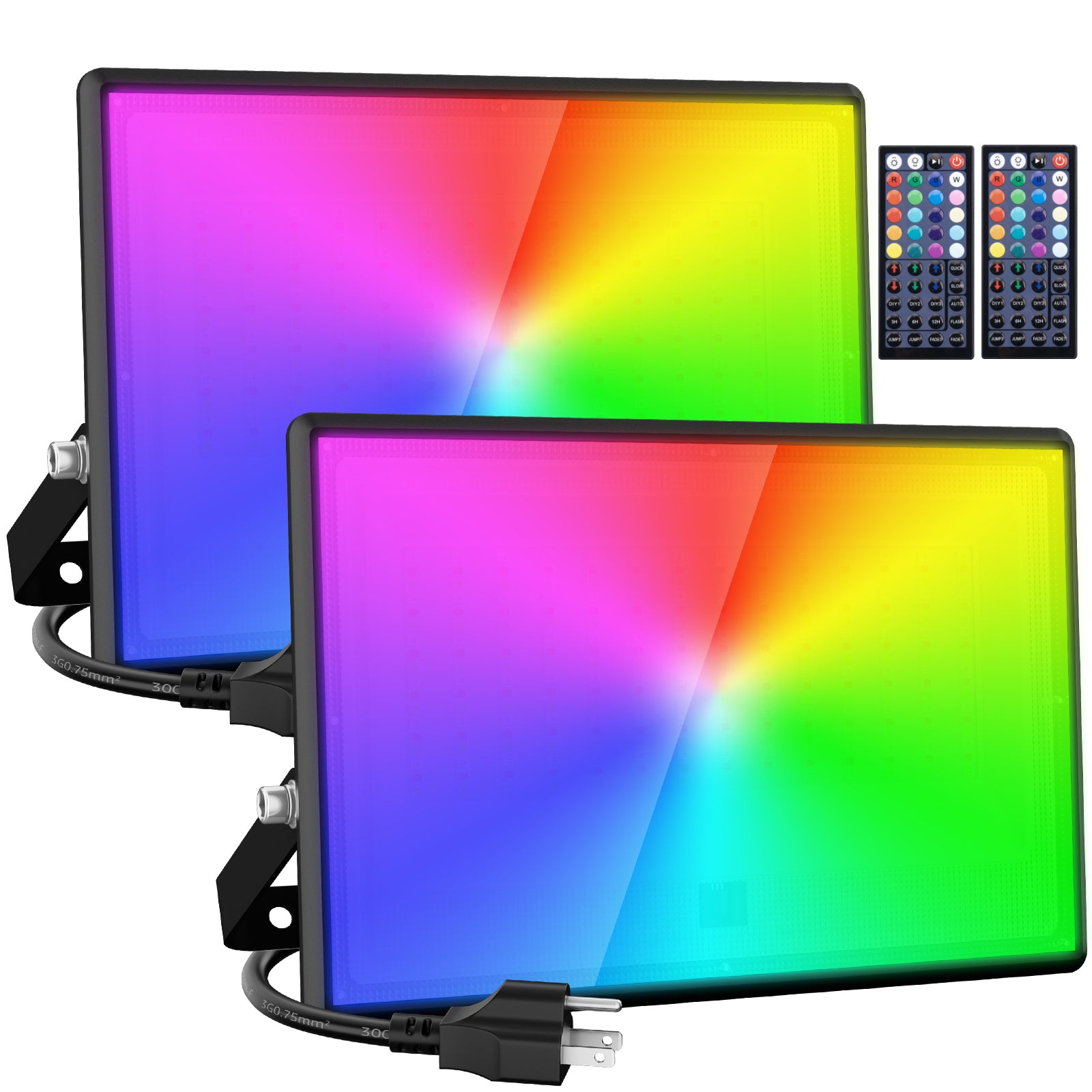 100W Multi Color RGB LED Flood Light 2 Pack OLAFUS