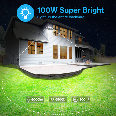 Olafus 3 Heads 100W LED Outdoor Light Brightness