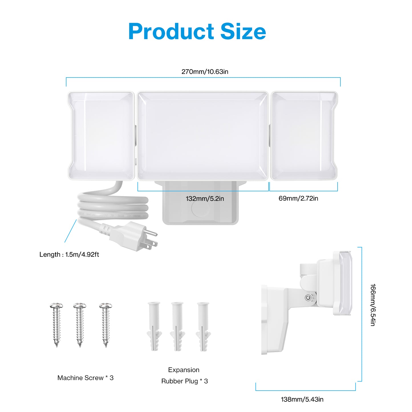 Olafus 60W LED Security Light with Plug