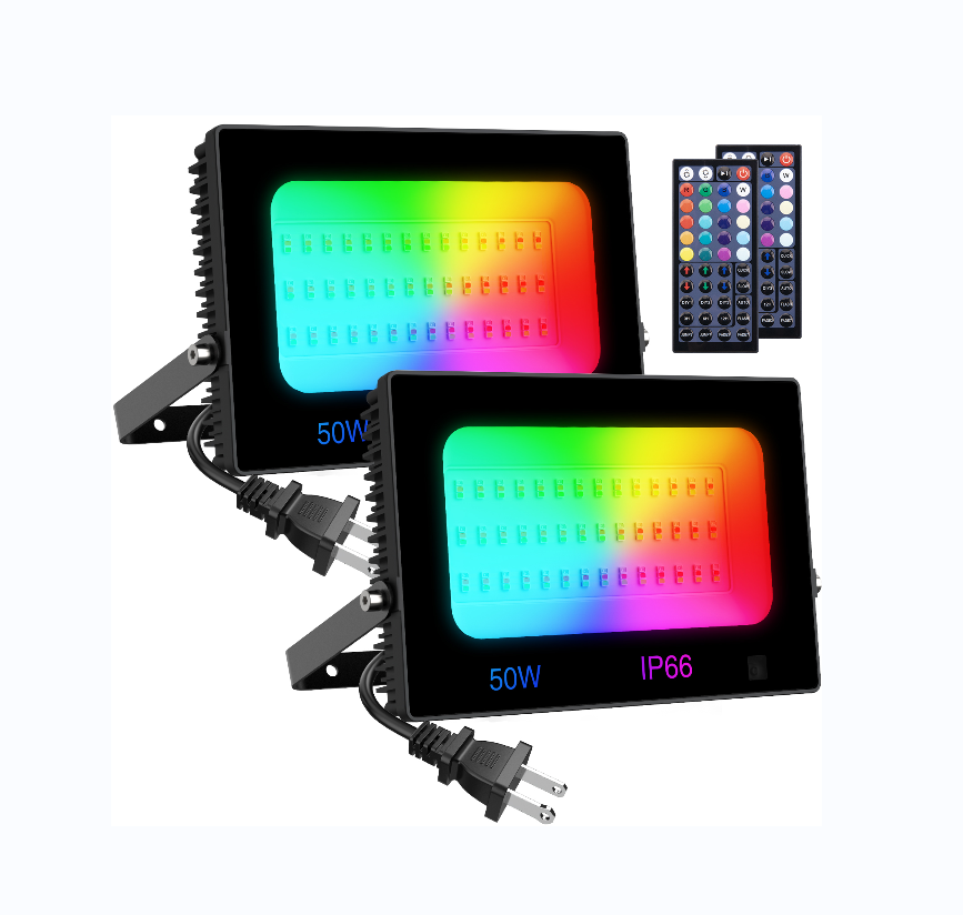 Olafus 100W RGB LED Flood Light 2 Pack