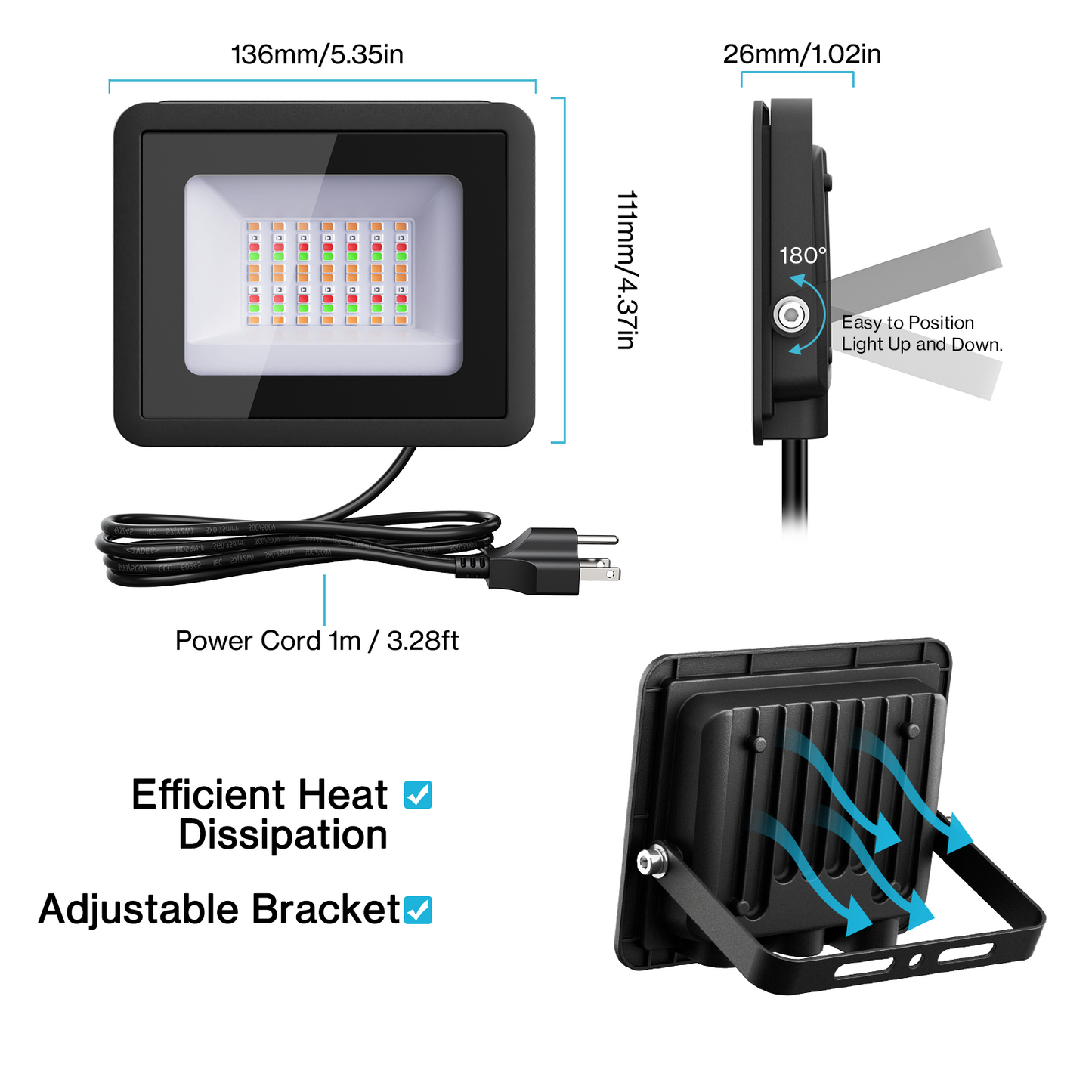 Olafus 50W Bluetooth RGB LED Flood Light