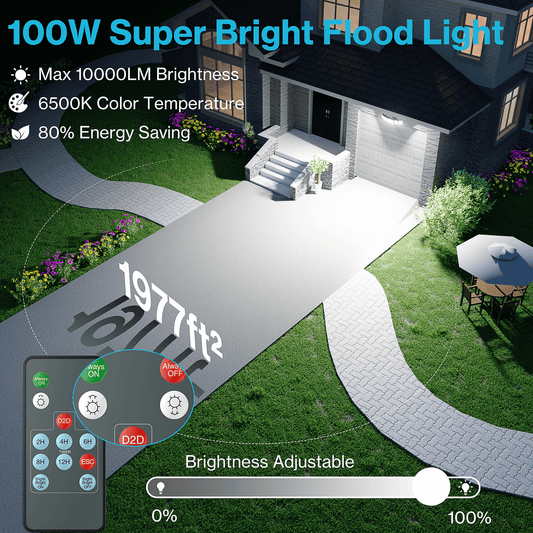 Olafus 5 Heads 100W Dusk to Dawn LED Security Light with Remote