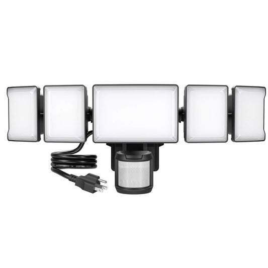 Olafus 5 Heads 100W Motion Sensor and Dusk to Dawn LED Security Light with Plug