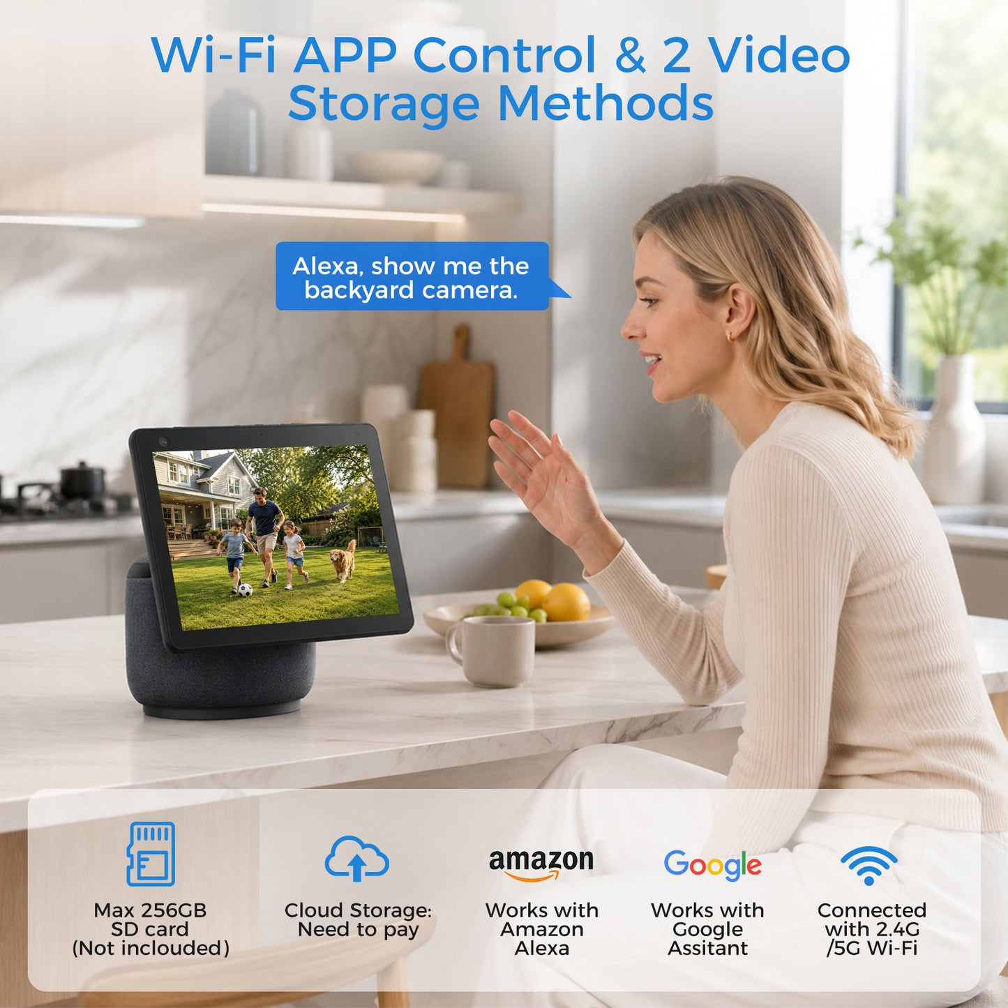 Olafus 2K HD Floodlight Camera with 20FT Plug