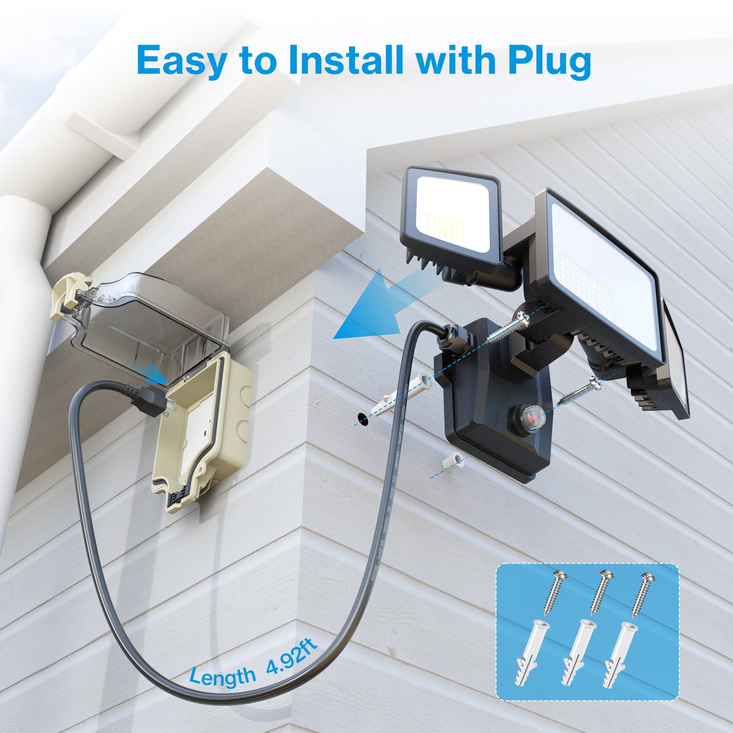 Olafus 55W Dusk to Dawn LED Flood Light with Remote