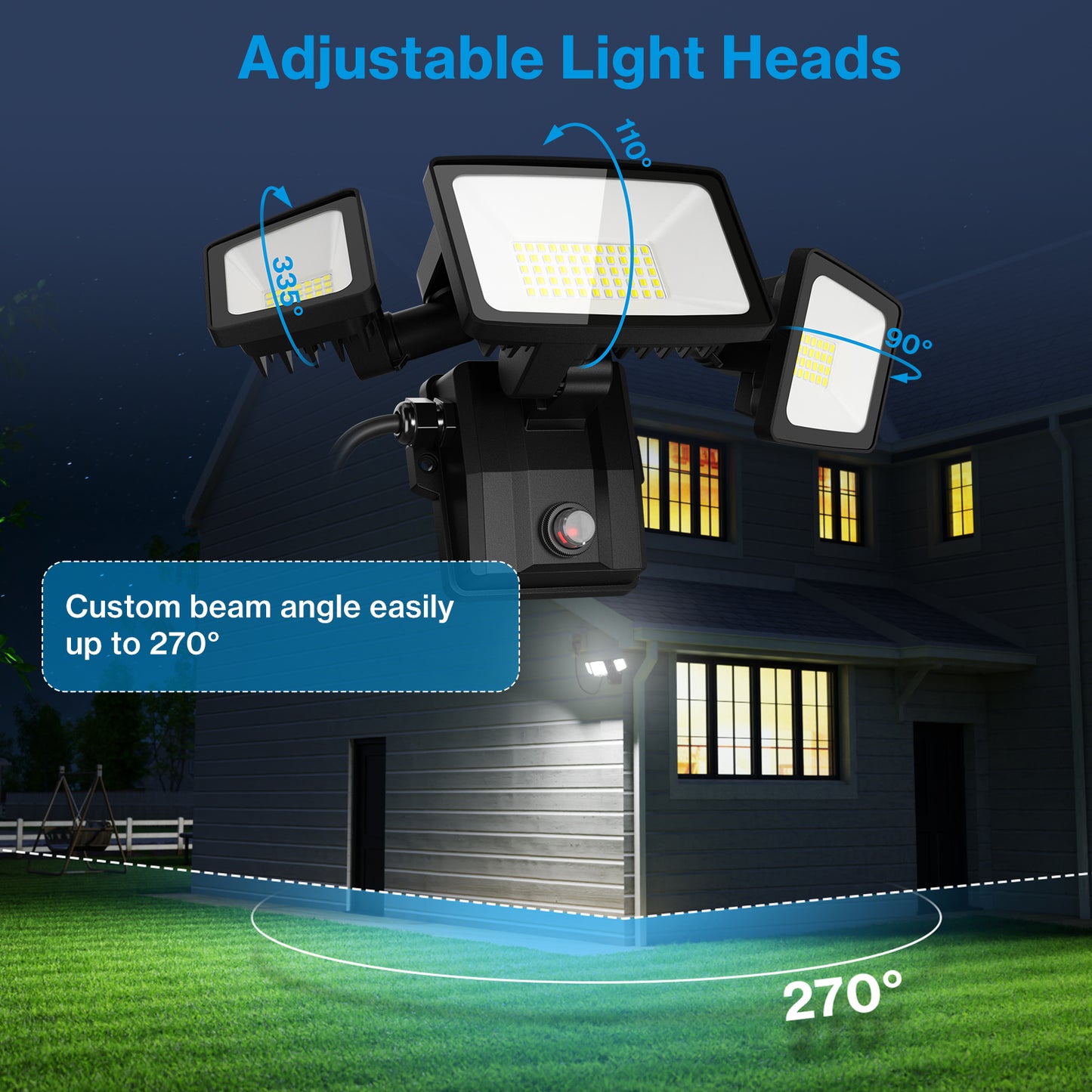 Olafus 55W Dusk to Dawn LED Flood Light with Remote