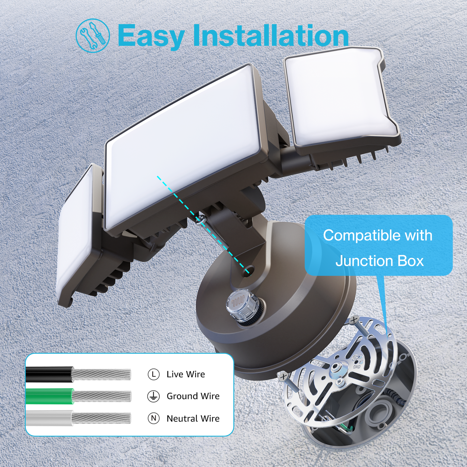 Olafus 55W Dusk to Dawn LED Security Light Installation