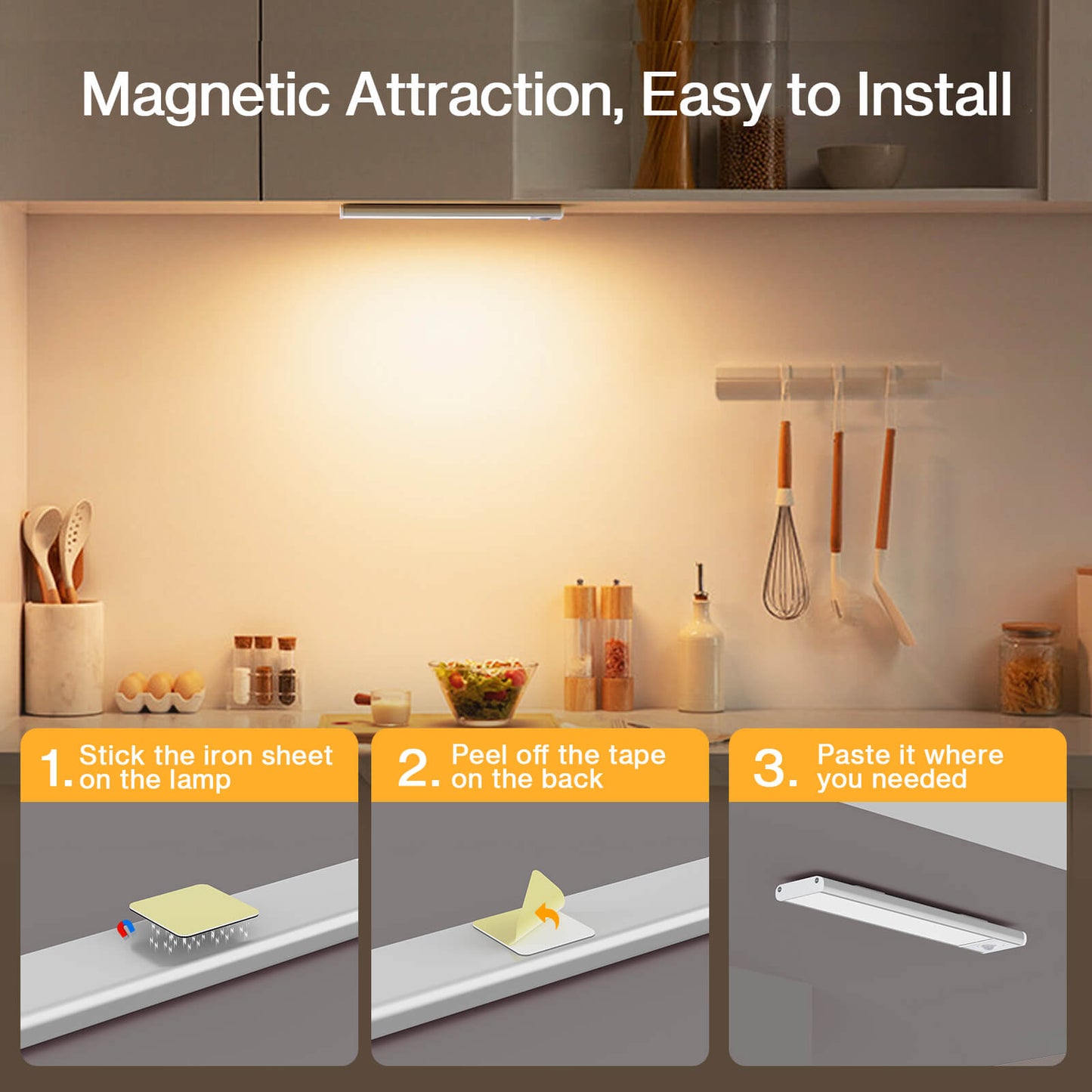 Olafus Motion Sensor Rechargeable Under Cabinet Light - 2 Pack