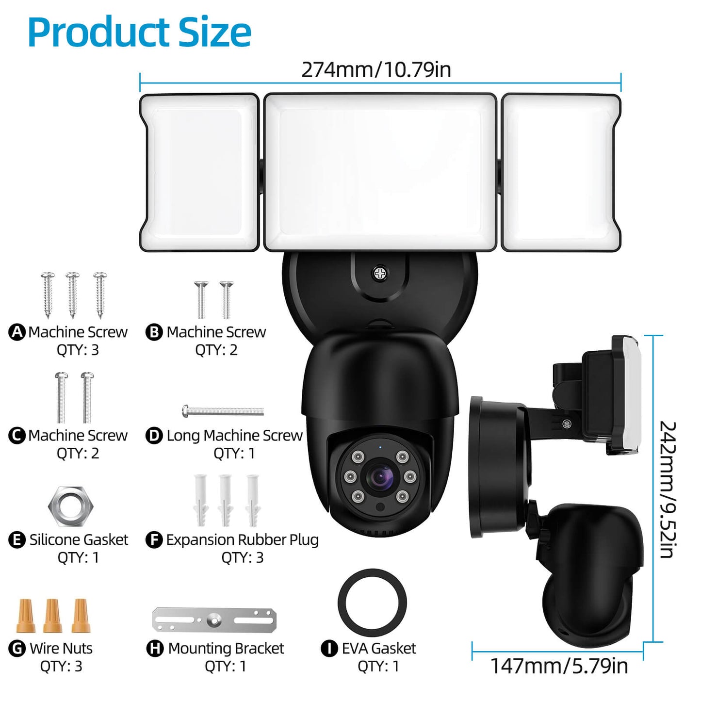 Olafus 55W Outdoor Motion Security Light Camera