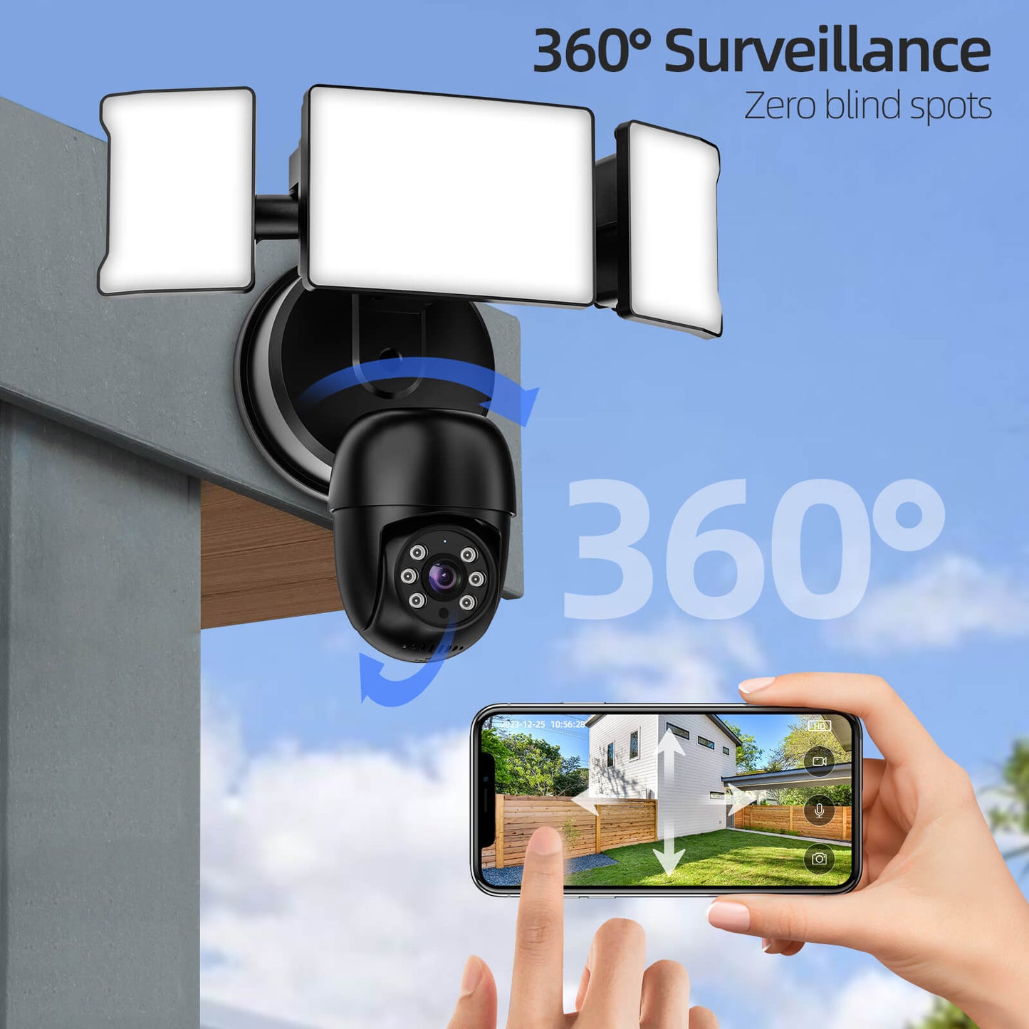Olafus 55W Outdoor Motion Security Light Camera