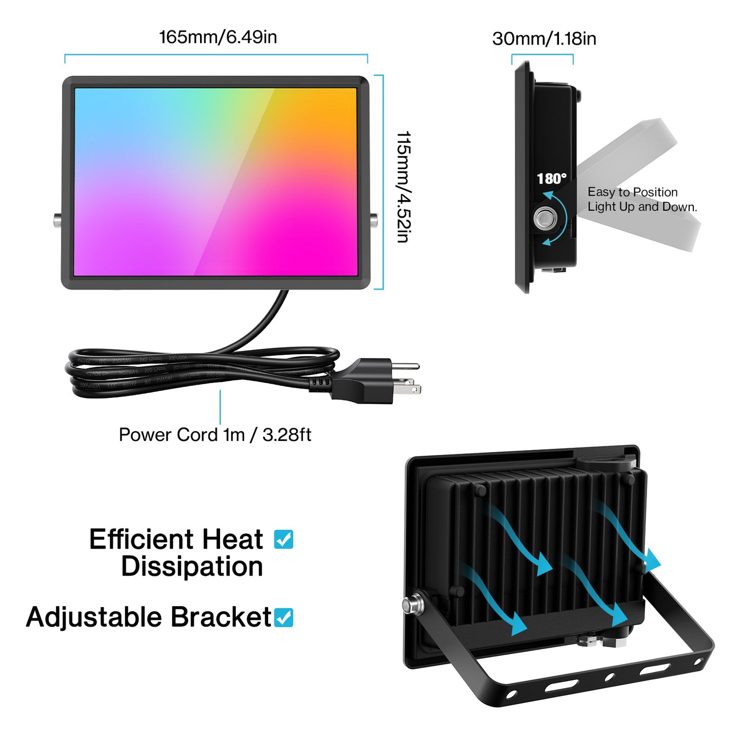 Olafus 120W RGB Flood Lights with Remote