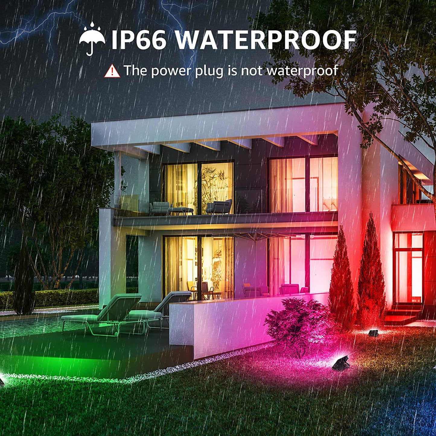 OLAFUS 12W Bluetooth RGBW Flood Lights 2 Pack