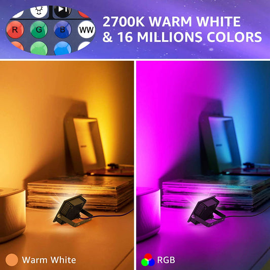 OLAFUS 12W Bluetooth RGBW Flood Lights 2 Pack