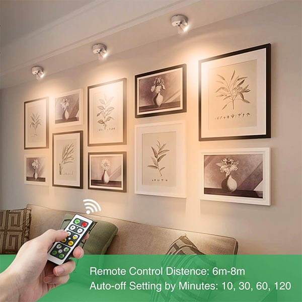 LED Spotlight, 400LM Wireless Accent Lights Battery Operated, Dimmable LED Puck Light with Remote