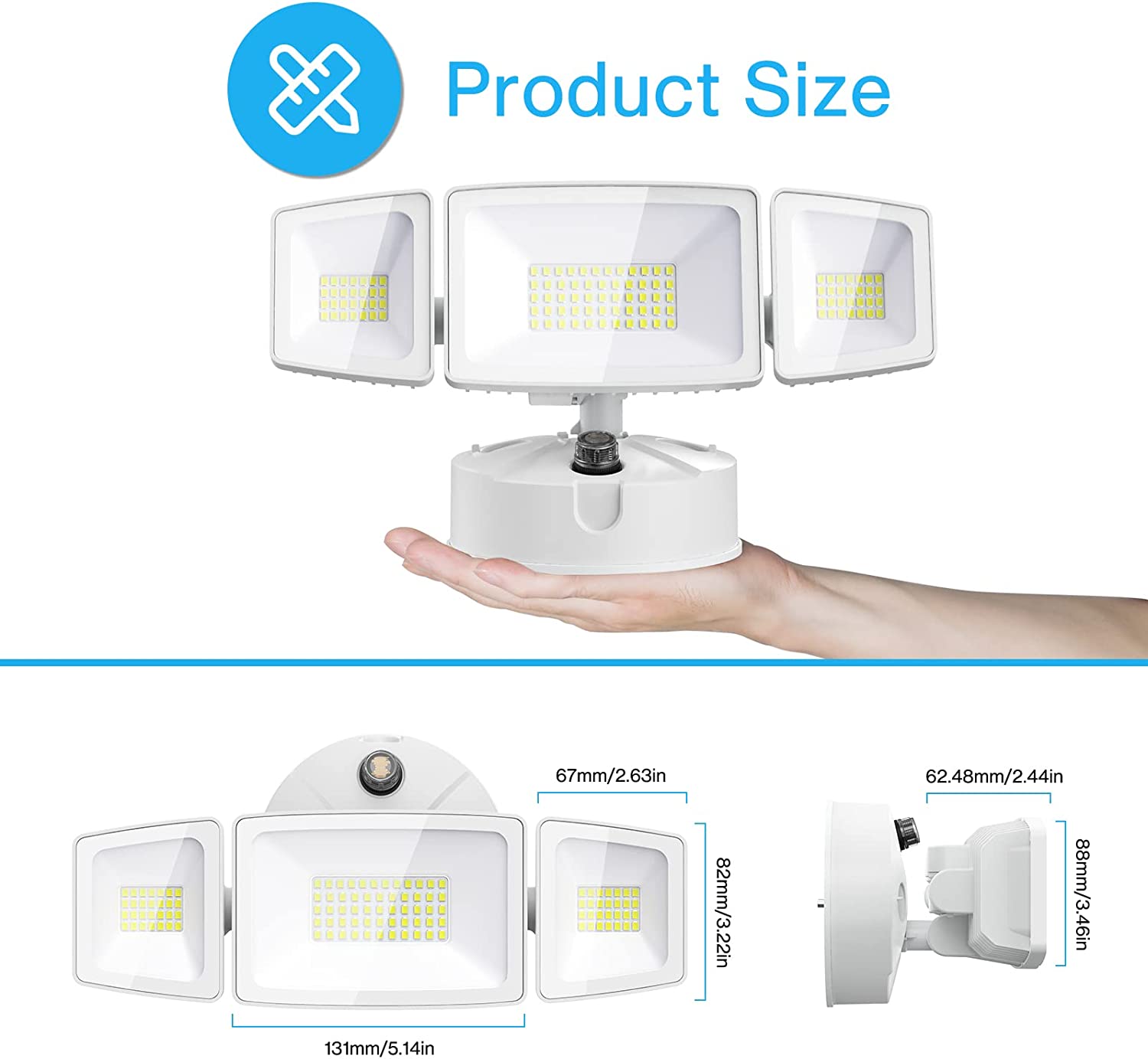 OLAFUS 55W Dusk to Dawn Security Light White