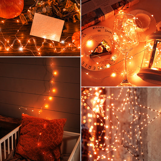 Olafus 7ft Orange Mini LED Fairy Lights 16 Pack