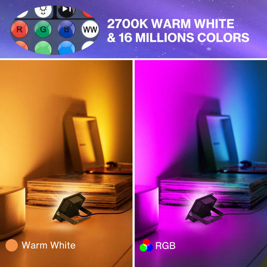 Olafus 10W Bluetooth RGB LED Flood Light 2 Pack