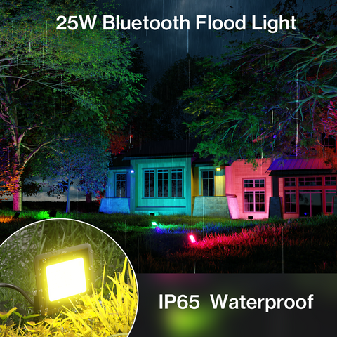 Olafus 25W Bluetooth RGBW Colorful Flood Light IP65 Waterproof