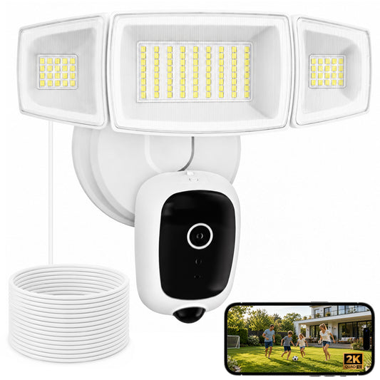 Olafus 2K HD Floodlight Camera with 20FT Plug