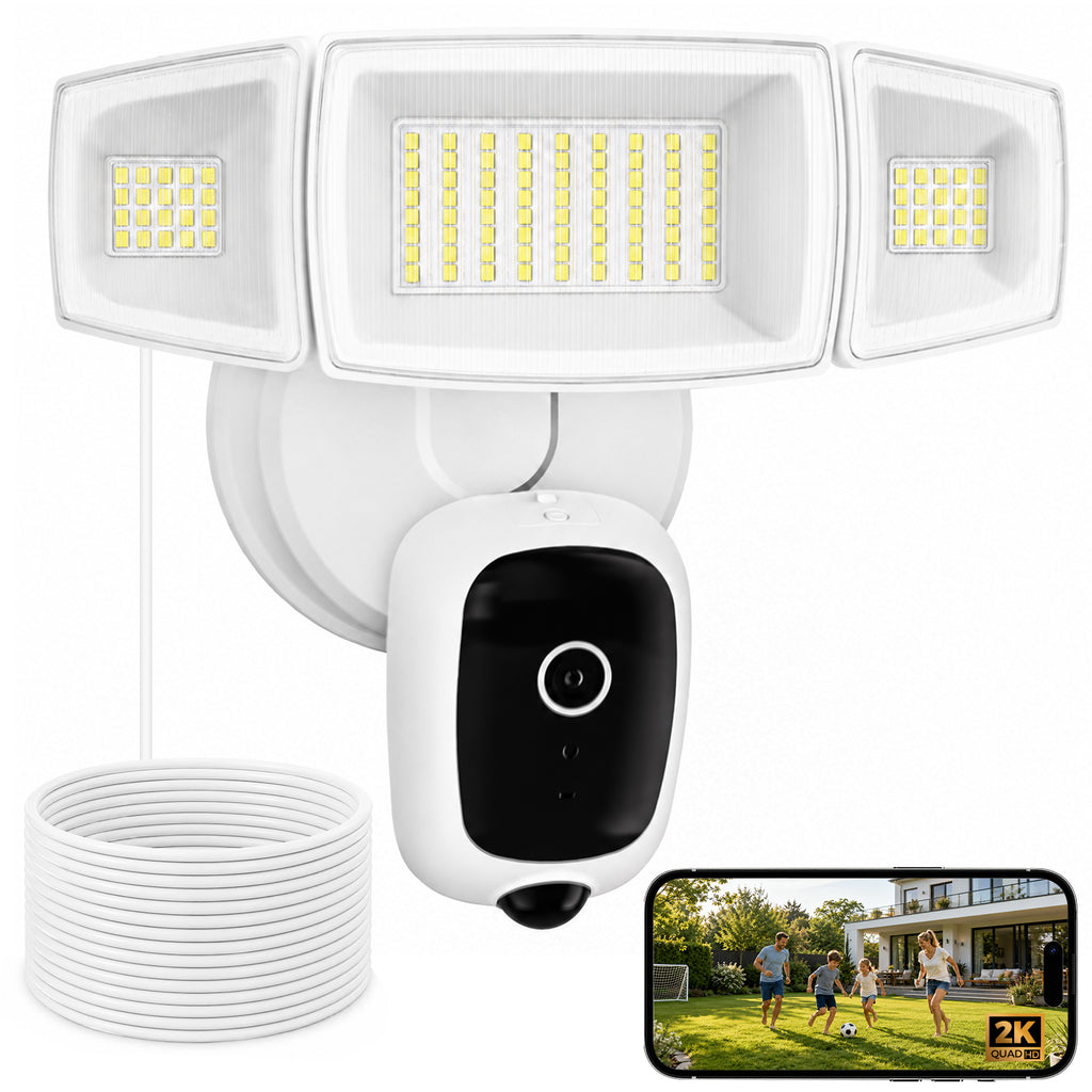 Olafus 2K HD Floodlight Camera with 20FT Plug
