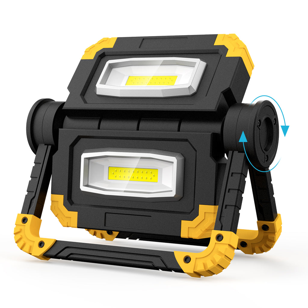  Olafus 2000LM LED Portable Work Light Rechargeable Yellow, 360° Rotation Folding, Type C Charge