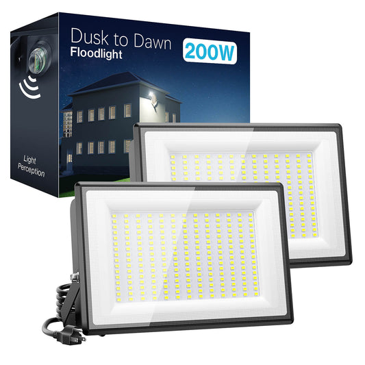 Olafus 200W Dusk to Dawn LED Flood Light with Plug