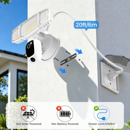 Olafus 2K HD Floodlight Camera with 20FT Plug
