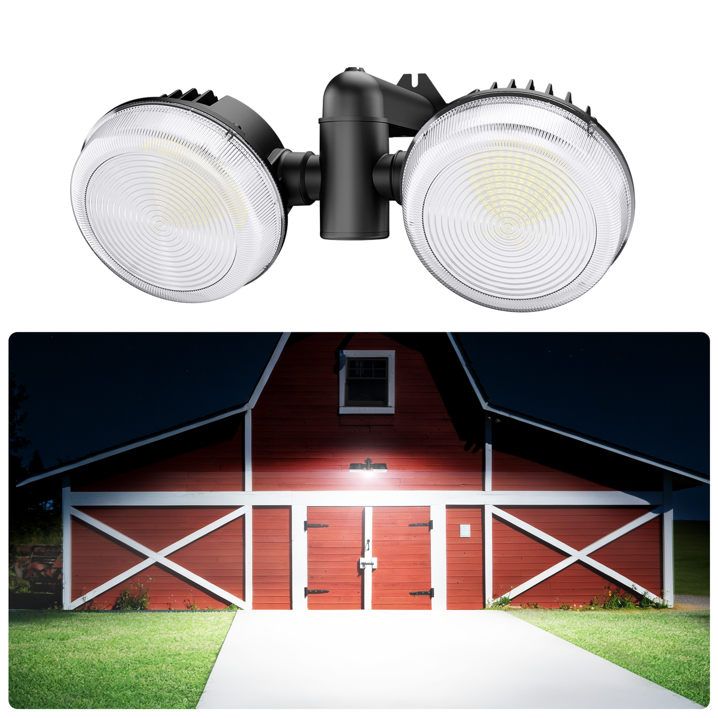 Olafus 300W Dual-Head Dusk to Dawn LED Barn Light