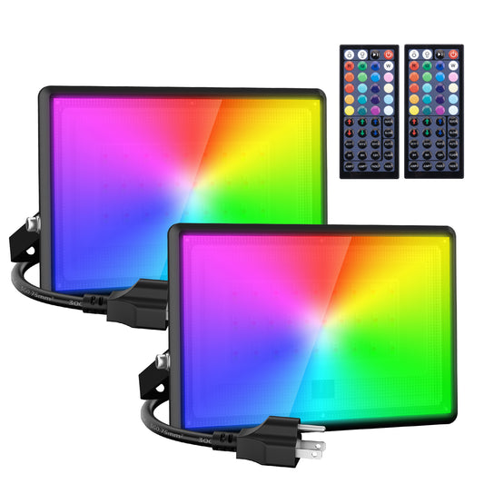 Olafus 50W RGB Colorful LED Flood Light 2 Pack