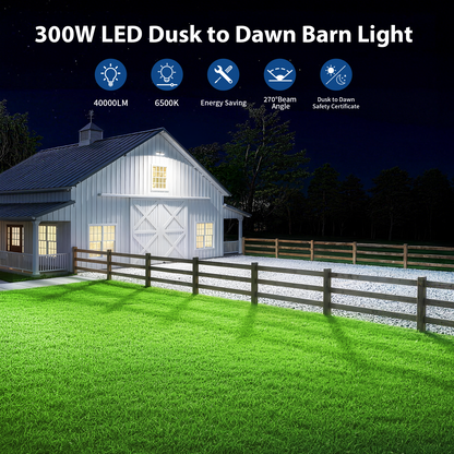 Olafus 300W Dual-Head Dusk to Dawn LED Barn Light