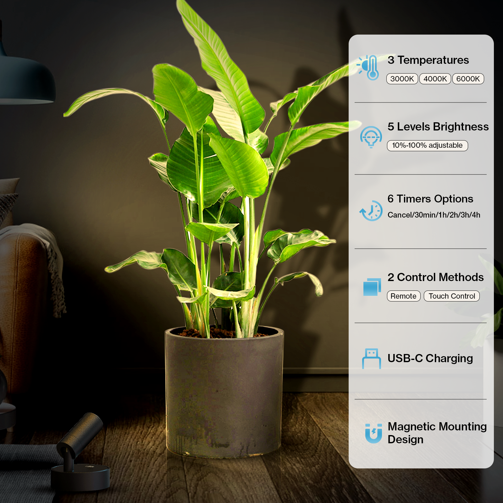 Olafus LED Rechargeable Battery Spotlight with Remote