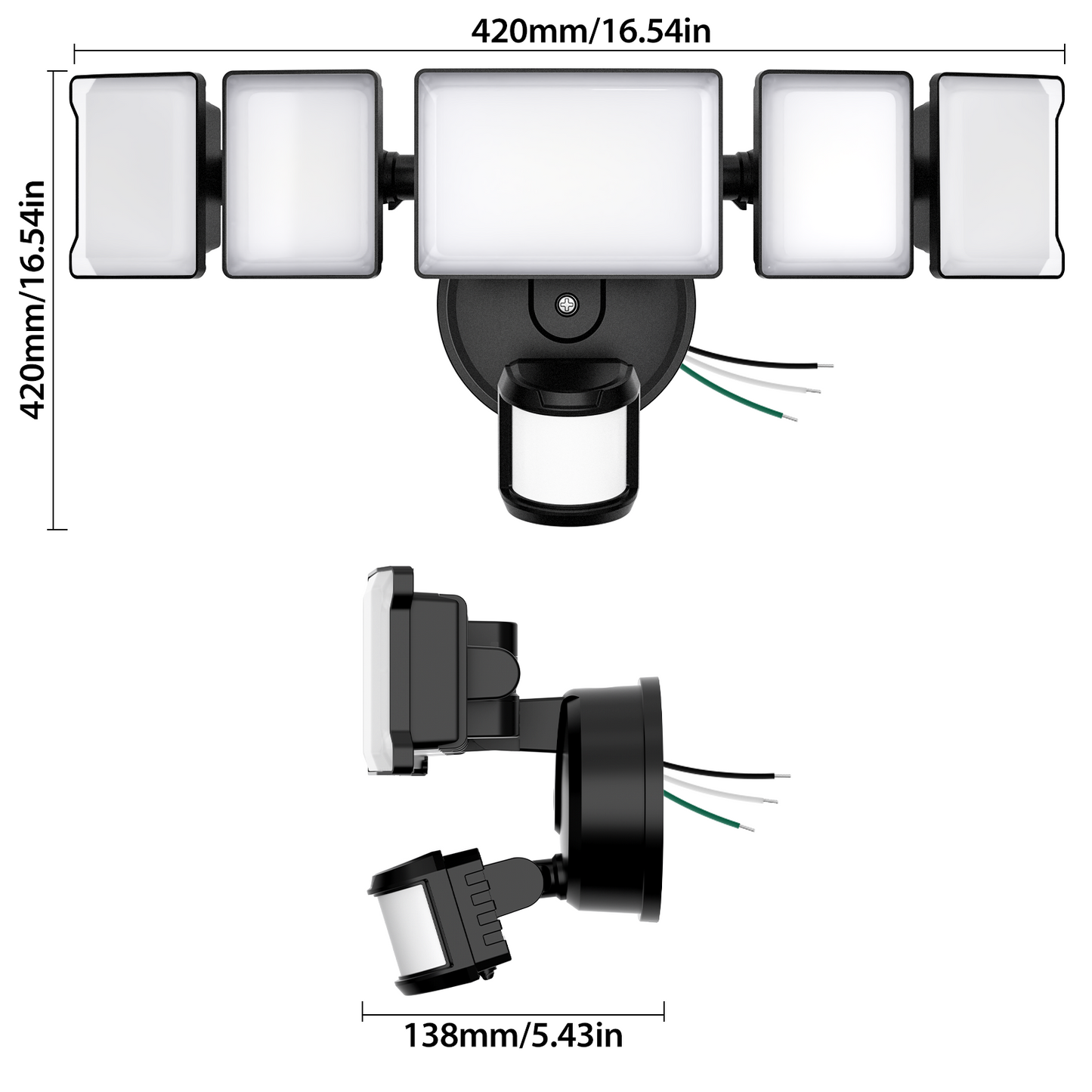 Olafus 18000LM 5 Heads Motion Sensor & Dusk to Dawn Lights