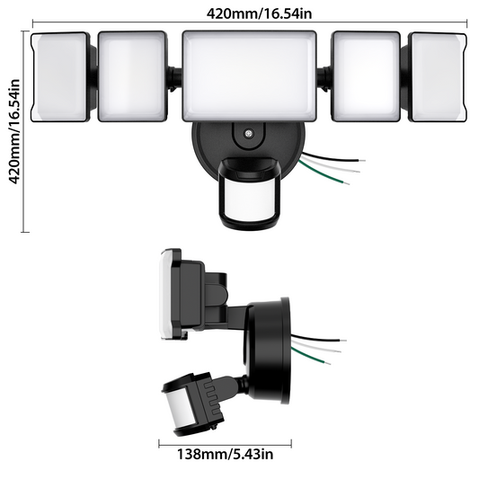 Olafus 18000LM 5 Heads Motion Sensor & Dusk to Dawn Lights