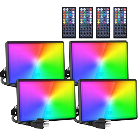 Olafus 50W RGB Colorful LED Flood Light 4 Pack