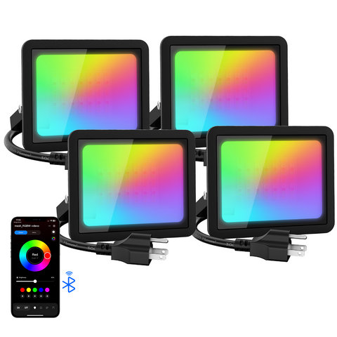 Olafus 25W Bluetooth RGBW Colorful Flood Light 4 Pack