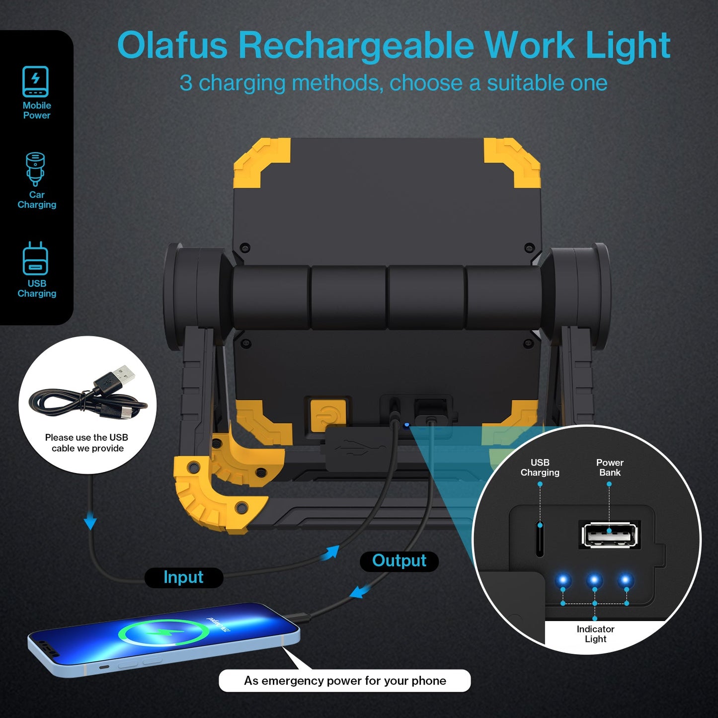 Olafus Rechargeable LED Work Light 2000LM