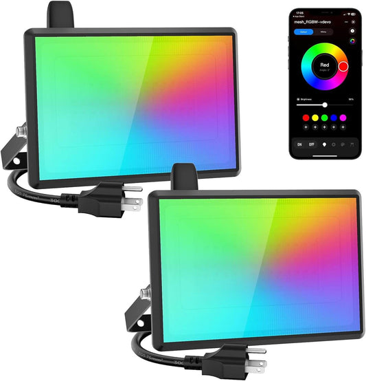 Olafus Bluetooth RGBW LED Flood Light 2 Pack