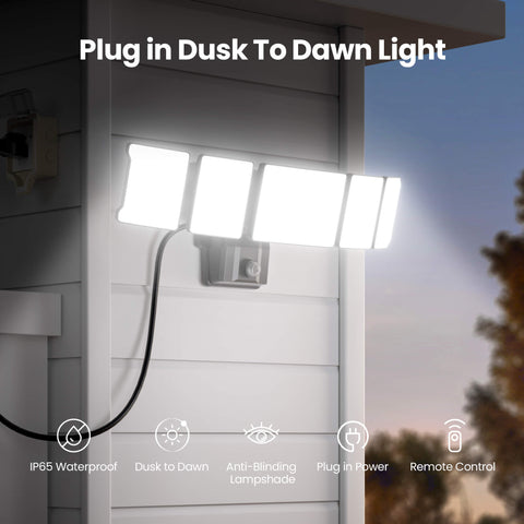 Olafus 5 Heads 100W Dusk to Dawn LED Security Light with Plug