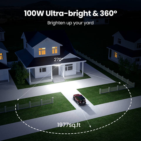 Olafus 5 Heads 100W Dusk to Dawn LED Security Light with Plug