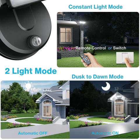 Olafus 5 Heads 100W Dusk to Dawn LED Security Light with Remote