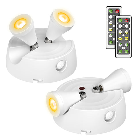 Olafus LED Wireless Spotlight 2 Pack, 400LM Accent Lights Battery Operated, Dimmable Spotlight Indoor with Remote, 6500K Daylight White Uplight, Adjustable Art Lights for Paintings Picture Artwork