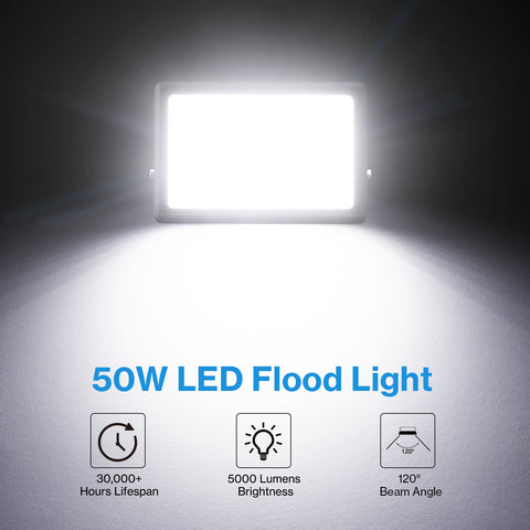 Olafus 50W Led Work Light, 5000LM 2 Brightness Modes Work Light, 500W  Equivalent 6000K Adjustable Working Lights, IP65 Waterproof Job Site Light  with