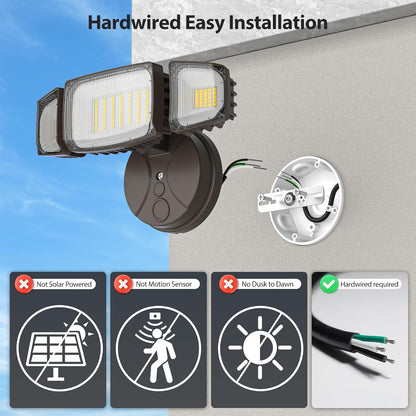 Olafus 80W 3 Heads LED Security Lights