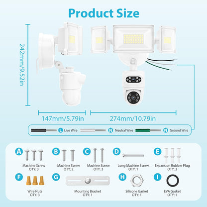 Olafus 360° 2K Dual-Lens Floodlight Camera