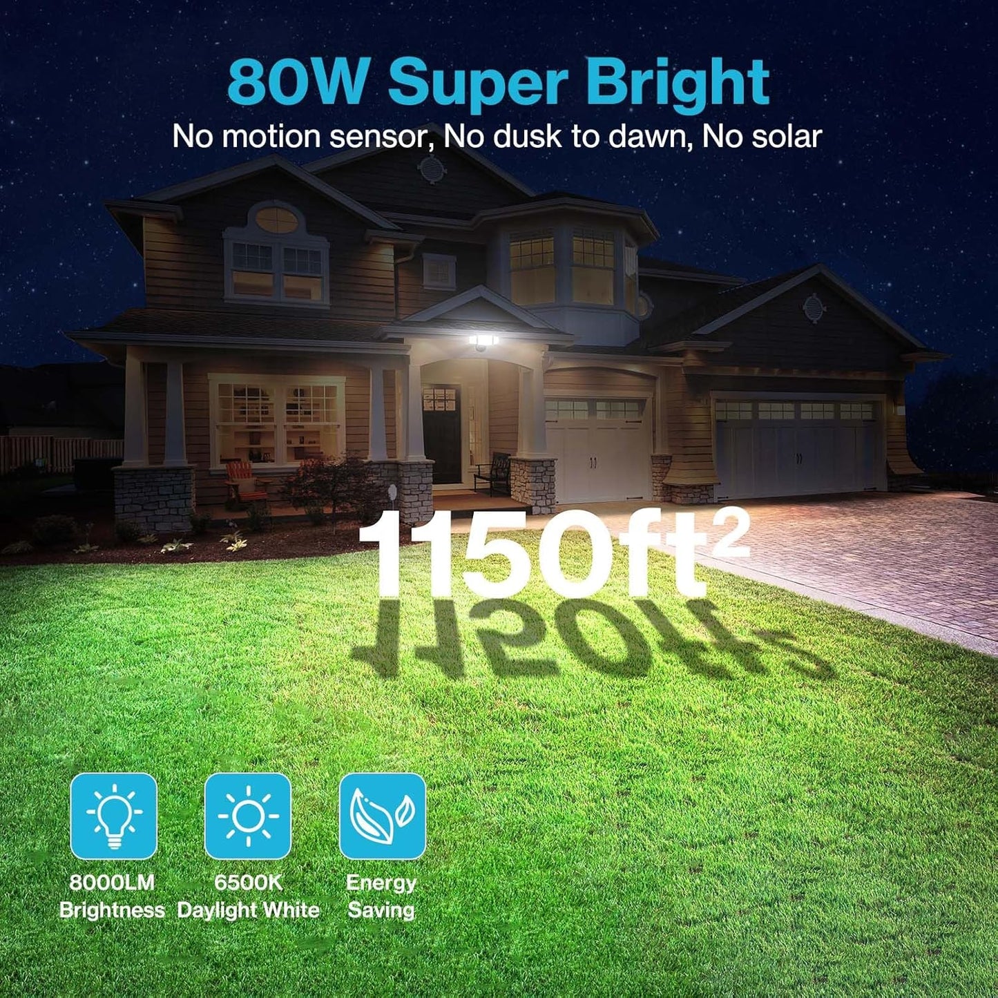 Olafus 80W 3 Heads LED Security Lights