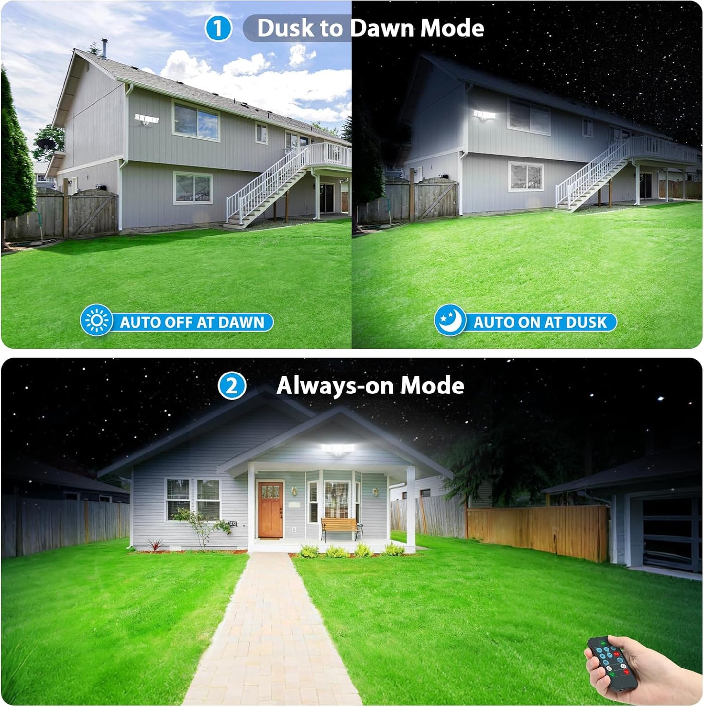 Olafus 5 Heads 100W LED Dusk to Dawn Light with Remote