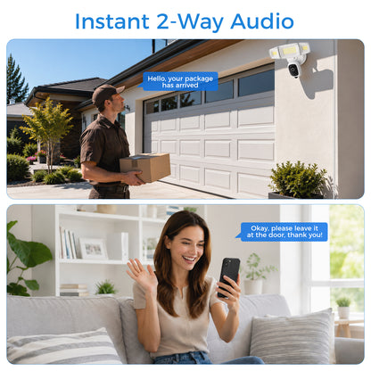 Olafus 2K HD Floodlight Camera with 20FT Plug