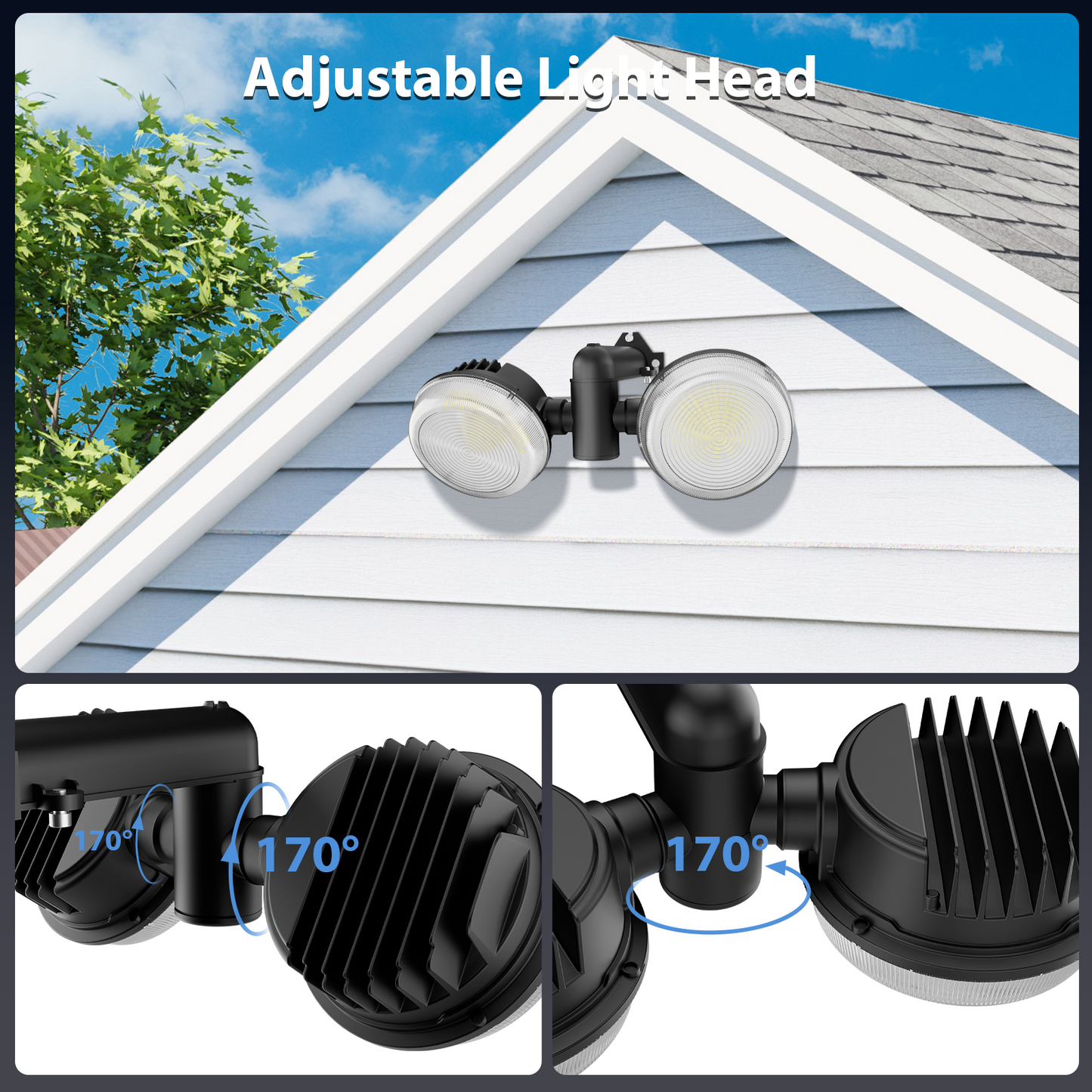 Olafus 300W Dual-Head Dusk to Dawn LED Barn Light