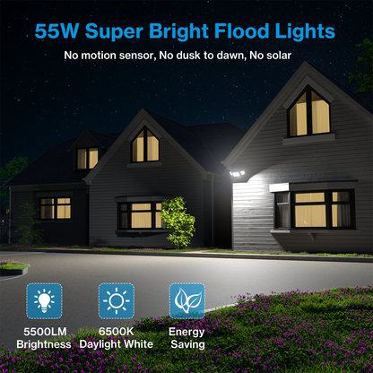 Olafus 55W Outdoor LED Security Light with Plug