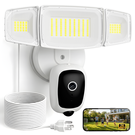 Olafus 2K HD Floodlight Camera with 20FT Plug